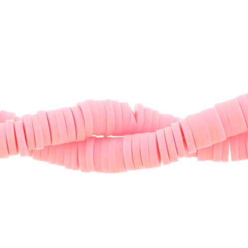 Perles Heishi rondelles en pâte polymère 5x1 mm Rose x39 cm