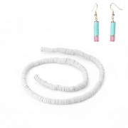 Perles Heishi rondelles en pâte polymère 5x1 mm Blanc x38 cm