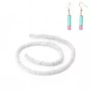 Perles Heishi rondelles en pâte polymère 5x1 mm Blanc x38 cm