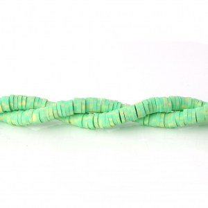 Perles rondelles Heishi en pâte polymère 5x1 mm Multi Vert Fluo x39 cm