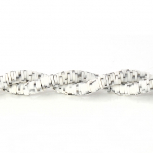 Perles Heishi rondelles en pâte polymère 5x1 mm Blanc et Noir x39 cm