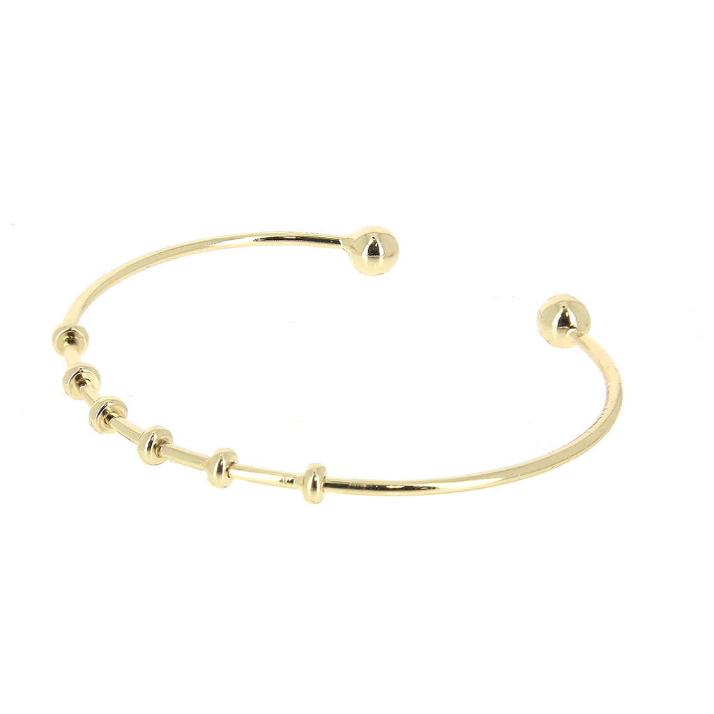Bracelet Jonc Vintage Ouvert En Laiton Doré - Têtes De Béliers - Bijou Ancien Doré