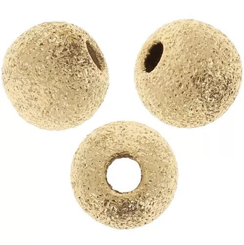 Perles rondes diamantées 6 mm doré à l'or fin x5