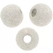 Perles rondes diamantées 6 mm argenté x5