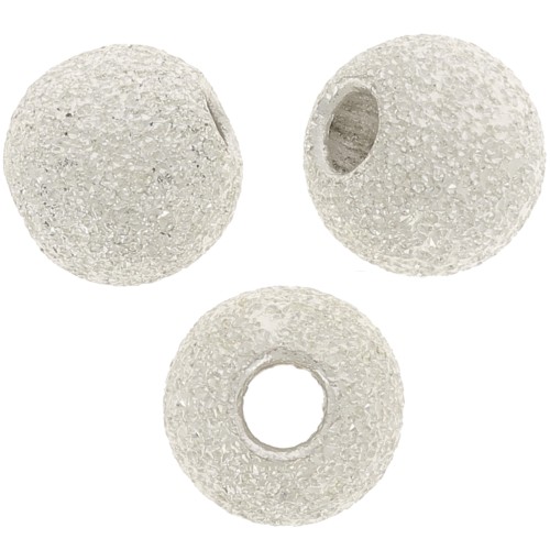 Perles rondes diamantées 6 mm argenté x5