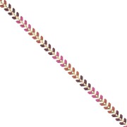 Chaîne maille chevron en épis résine époxy 6.3 mm Bordeaux/Camel/Pink doré x 20cm|raw }}