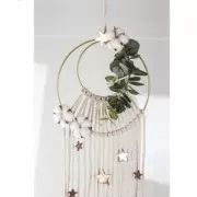 Cercle nu en métal pour attrape rêves suspension et abat-jour 15cm doré vieilli