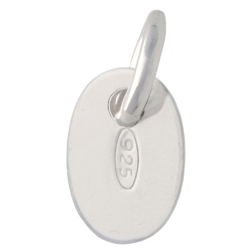 Breloque marquée 925 médaille ovale anneau fermé 9 mm - Argent 925 x1