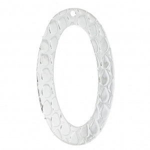 Pendentif ovale surface peau de serpent 36.5x22.5 mm Placage argent fin x1