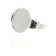 Bague serti pour cabochon fond plat 15 mm Placage Argent fin x1