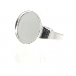 Bague serti pour cabochon fond plat 15 mm Placage Argent fin x1