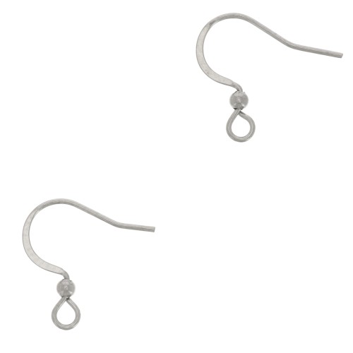 Crochets d'oreilles boules 15 mm en Acier inox 304 x2