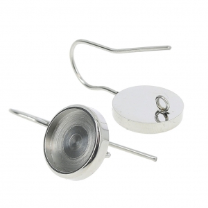Crochets d'oreilles pour cabochon 10 mm en Acier inox x2