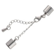 Fermoir mousqueton 9 mm + chainette pour cordon 6 mm - Acier inoxydable 304L x1