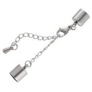 Fermoir mousqueton 9 mm + chainette pour cordon 6 mm - Acier inoxydable 304L x1