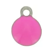 Breloques rondes 6 mm en résine époxy - Acier inoxydable 304 - Fuchsia x5