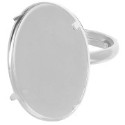 Bague serti cabochon fond plat 25x18 mm en Argent 925 x1|raw }}