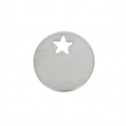 Sequin rond 13 mm - médaille à graver - trou en forme d'étoile en Acier inox x10