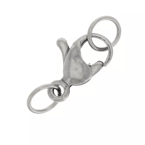 Fermoir mousqueton avec anneaux ouverts 11 mm en Acier inoxydable x1