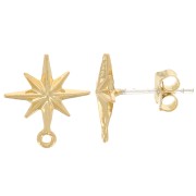 Clous d'oreilles rose des vents 12.5x11.5mm avec anneau fermé - Doré à l'or fin x2|raw }}