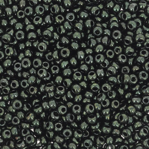 Perles rocailles Preciosa  11/0 2 mm - Noir Lustré Vert x20g