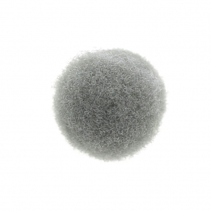 Pompon rond synthétique 10 mm Gris x1