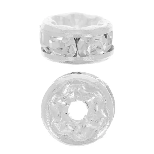Rondelles Strass 4.5 mm - Argenté - Crystal x4