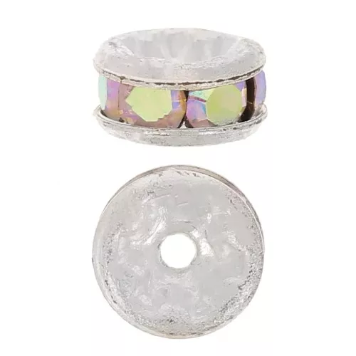 Rondelles Strass 4.5 mm - Argenté - Crystal AB x4