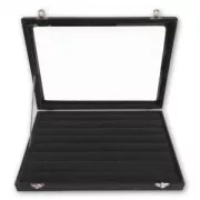 Présentoir à bijoux pour bagues 35x24x4.7 cm imitation velours - Noir x1