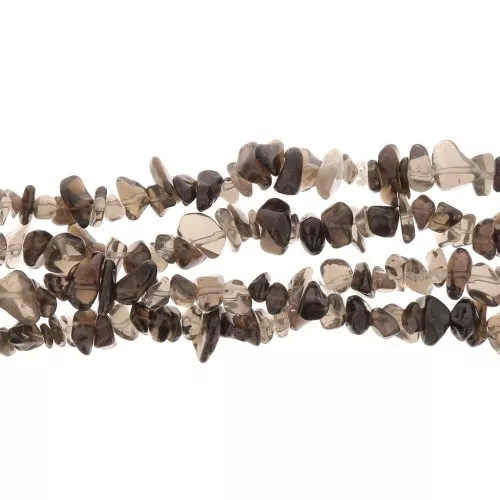 Perles chips 8 - 11 mm en pierre gemme  - Quartz Fumé x80cm