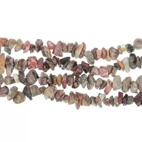 Perles chips 8 - 11 mm en pierre gemme - Jaspe Leopard Red x80cm
