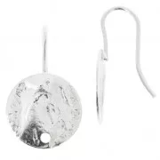 Crochets d'oreilles disques froissés 12 mm argenté x2