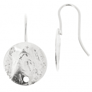 Crochets d'oreilles disques froissés 12 mm argenté x2