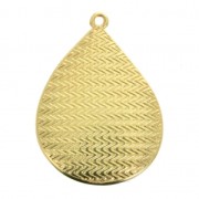 Pendentif goutte résine époxy 32x23 mm Doré à l'or fin/Moutarde x1