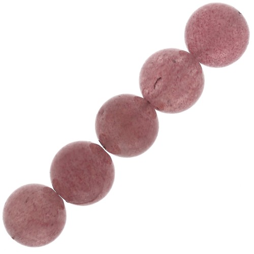 Perles rondes en pierre gemme Strawberry Quartz / Quartz Fraise 8 mm x10