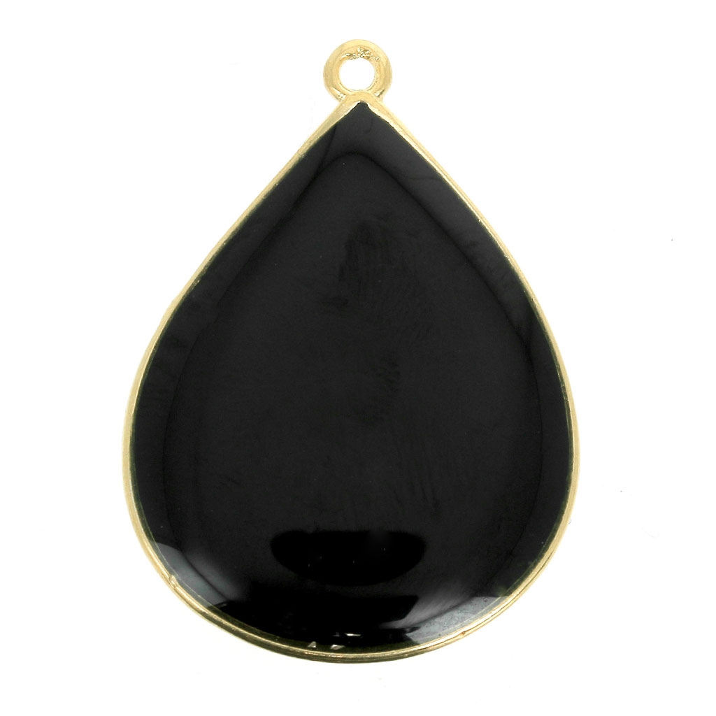 Boucles D'oreilles Pendantes Gouttes En Résine Noire Et Métal Doré - Neuf Avec étiquettes