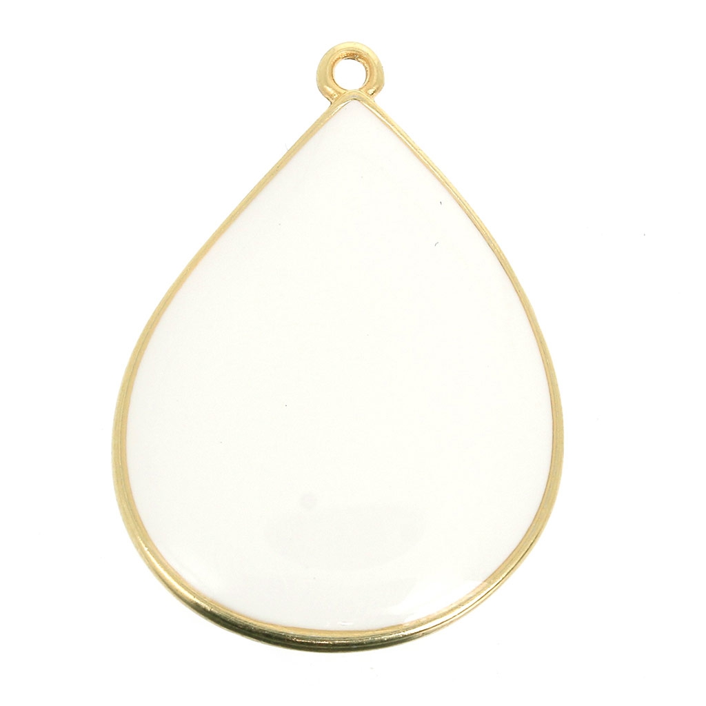 Pendentif Vintage Couleur Or Avec Cabochon Goutte En Résine Topaze - Bijou Fantaisie Orange - état Impeccable