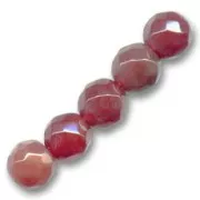 Perles rondes facettées en pierre gemme Agate Red/Fuschia 10 mm x5