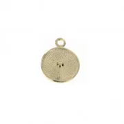 Breloque ronde décorée d'une petite boule 10 mm Plaqué Or 3 microns x1