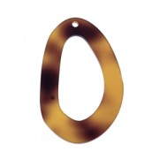 Pendentif goutte en acrylique écaille de tortue 55x34 mm Marron x1|raw }}