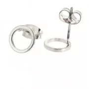 Boucles d'oreilles design rond à décorer en laiton 8 mm rhodié x2