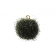 Pompon rond en fourrure synthétique 15 mm avec attache - Kaki x1|raw }}