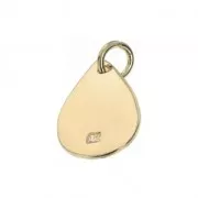 Breloque martelée goutte avec anneau 17 mm Grenat / Plaqué Or 3 microns x1