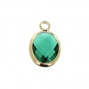 Pendentif ovale en verre facetté 14x8.5 mm doré / Emeraude x1|raw }}