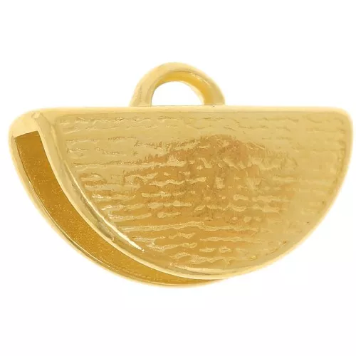 Embout pince demi-lune texturé 19x12 mm - Doré à l'or fin x1