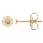 Clous d'oreilles disque 4 mm pour cabochon - Gold filled (or laminé) x2