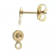 Clous d'oreilles disque avec anneau 4 mm en Gold filled (or laminé)   x2
