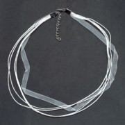 Tour de cou multi-cordons Coton/Organza Blanc