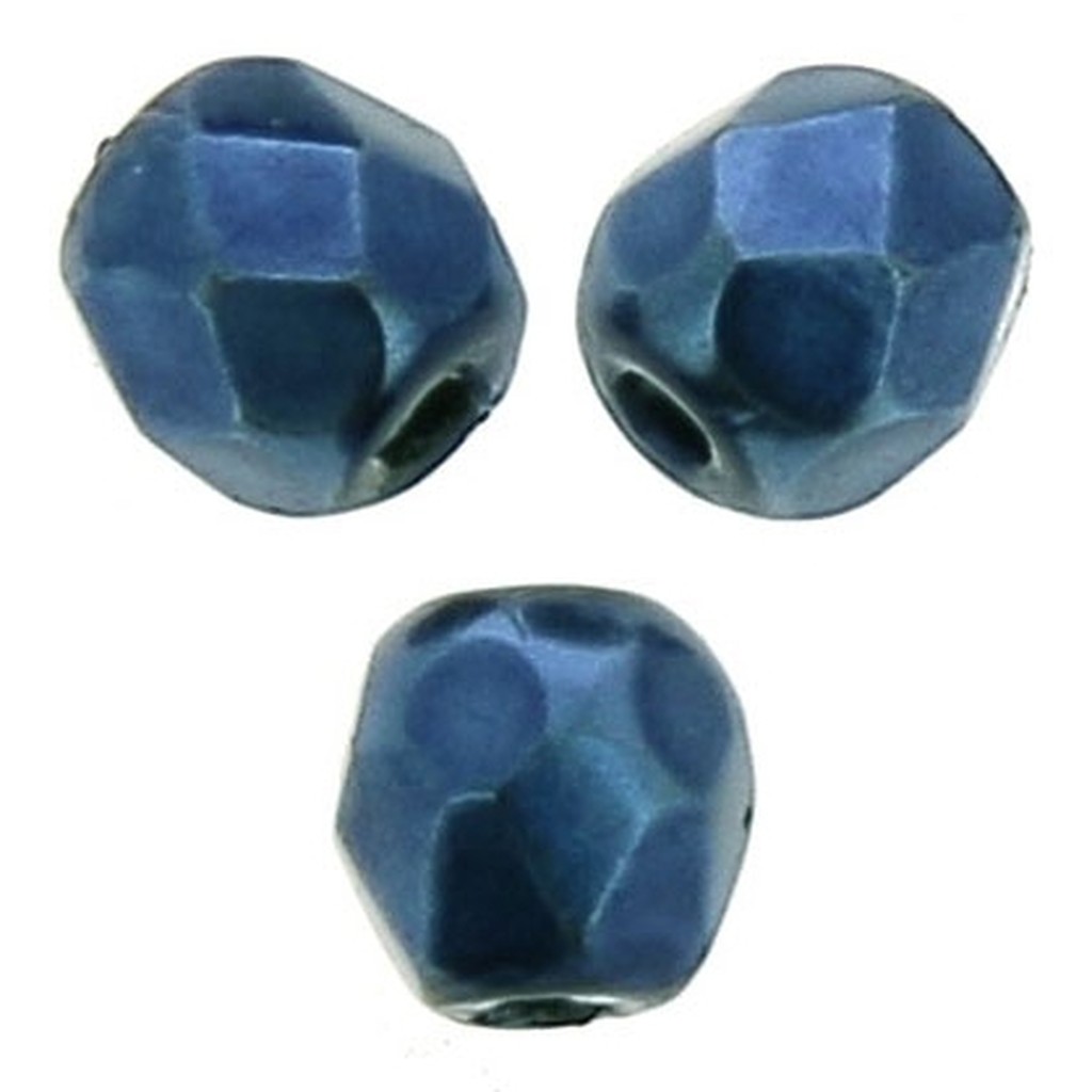 Perles Facettées De Bohême – 200 Perles 3mm, Bleu Métallique Foncé – Marque Preciosa, Fabrication France