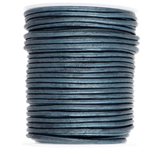 Cordon cuir 2 mm Blue Métallisé x 20 m